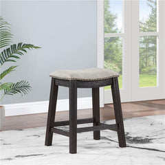 Elliston Backless Counter Height Saddle Bar Stool Dark Grey and Beige (Set of 2) - 121169