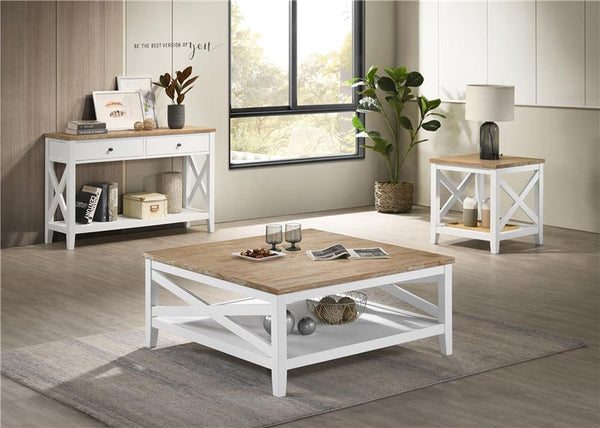 Hollis 2-drawer Wood Entryway Console Table Brown and White - 708099