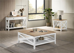 Hollis 2-drawer Wood Entryway Console Table Brown and White - 708099