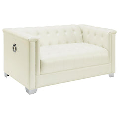 Chaviano 2-piece Upholstered Track Arm Sofa Set Pearl White - 505391-S2