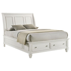 Sandy Beach Wood Eastern King Storage Panel Bed Cream White - 201309KE