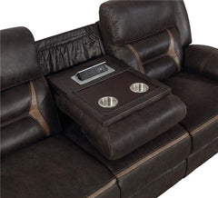 Greer Upholstered Motion Reclining Sofa Brown - 651354