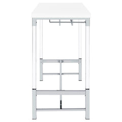 Norcrest Pub Height Bar Table with Acrylic Legs and Wine Storage White High Gloss - 182101
