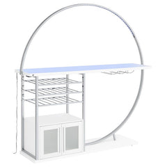Risley 2-door Circular LED Home Bar with Wine Storage White High Gloss - 182798