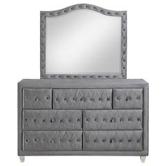Deanna 7-drawer Rectangular Dresser with Mirror Grey - 205103M