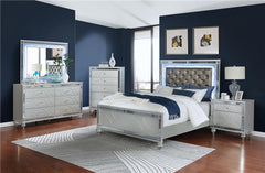 Gunnison Wood Eastern King LED Panel Bed Silver Metallic - 223211KE
