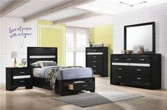 Miranda Wood Twin Storage Panel Bed Black - 206361T