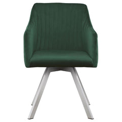 Veena 5-piece Round Dining Set with Swivel Chairs Chrome and Green - 193430BG-S5