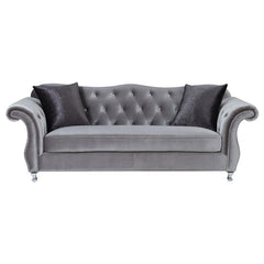 Frostine 3-piece Upholstered Tufted Sofa Set Silver - 551161-S3