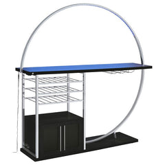 Risley 2-door Circular LED Home Bar with Wine Storage Dark Charcoal - 182799