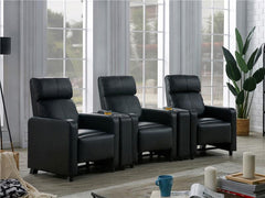 Toohey Upholstered Tufted Recliner Living Room Set Black - 600181-S3A