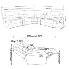 Bahrain 6-piece Modular Reclining Sectional Sofa Charcoal - 609540