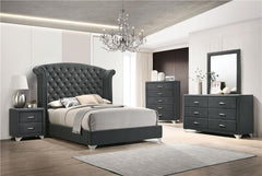 Melody 6-drawer Upholstered Dresser with Mirror Grey - 223383M