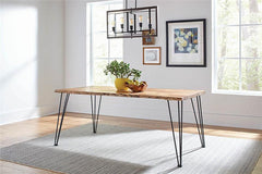 Sherman Rectangular Dining Table Natural Acacia and Matte Black - 190911