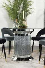 Ellie Pedestal Round Glass Top Counter Height Table Mirror - 115558