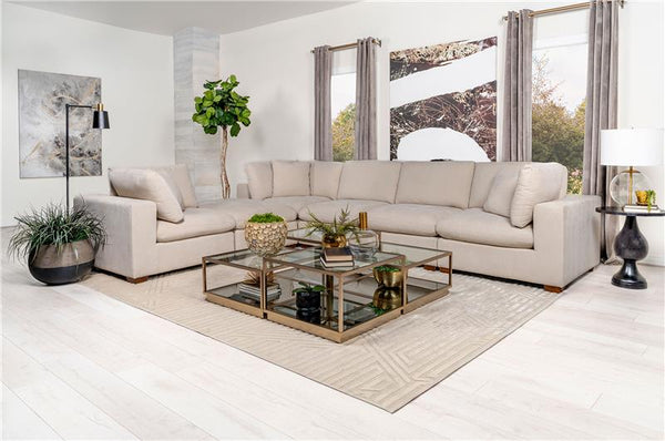 Lakeview 6-piece Upholstered Modular Sectional Sofa Ivory - 551461-SETA