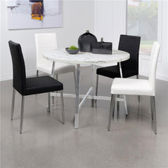 Alcott Round Faux Carrara Marble Top Dining Table Chrome - 120400