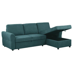 Samantha Upholstered Storage Sleeper Sectional Sofa Teal - 511087