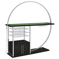 Risley 2-door Circular LED Home Bar with Wine Storage Dark Charcoal - 182799