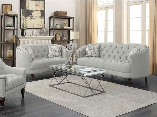 Avonlea 2-piece Upholstered Sloped Arm Sofa Set Grey Fabric - 505641-S2