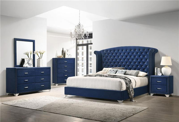 Melody 4-piece Eastern King Bedroom Set Pacific Blue - 223371KE-S4