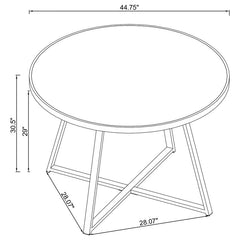 Jillian Round Dining Table with Tempered Mirror Top Black Nickel - 120630