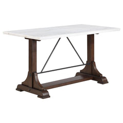 Aldrich 5-piece Counter Height Dining Set Genuine White Marble Top and Dark Brown - 182438-S5