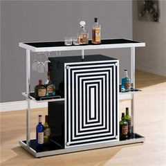 Zinnia 2-tier Bar Unit Glossy Black and White - 130076