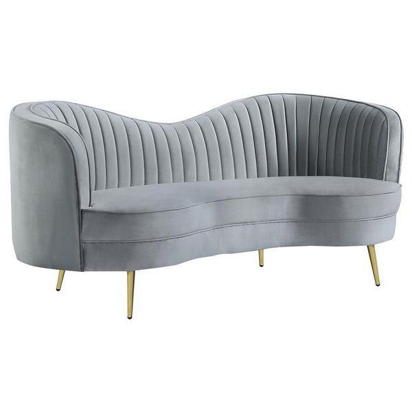 Sophia Upholstered Channel Tufted Loveseat Grey - 506865
