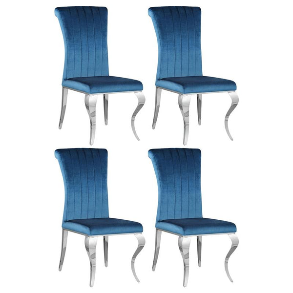 Betty Upholstered Side Chairs Teal and Chrome (Set of 4) - 105076