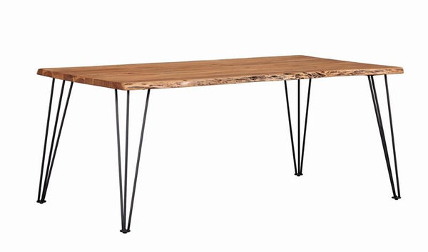 Sherman Rectangular Dining Table Natural Acacia and Matte Black - 190911