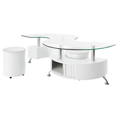 Buckley 3-piece Coffee Table and Stools Set White High Gloss - 703400