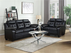 Finley 2-piece Upholstered Padded Arm Tufted Sofa Set Black - 506551-S2