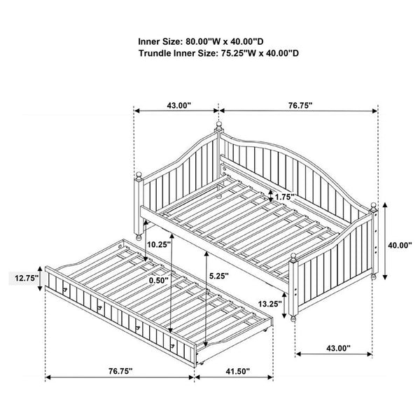 Julie Ann Wood Twin Daybed with Trundle White - 300053