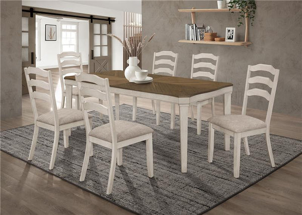 Ronnie 7-piece Starburst Dining Table Set Khaki and Rustic Cream - 108051-S7