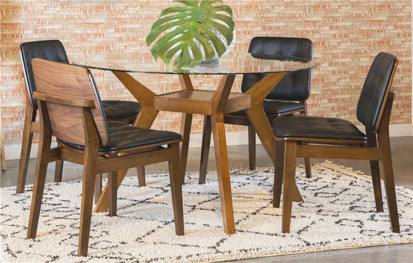 Paxton 48" Round Glass Top Dining Table Clear and Nutmeg - 122180BG