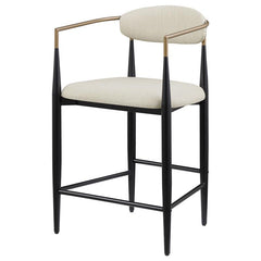 Tina Metal Counter Height Bar Stool with Upholstered Back and Seat Beige (Set of 2) - 121184