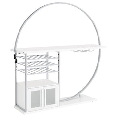 Risley 2-door Circular LED Home Bar with Wine Storage White High Gloss - 182798