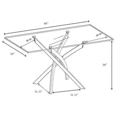 Carmelo X-shaped Dining Table Chrome and Clear - 107931