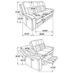 Raelynn 2-piece Upholstered Reclining Sofa Set Grey - 603191-S2