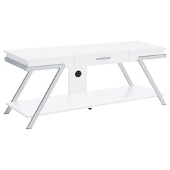 Marcia 1-drawer Wood 60" TV Stand White High Gloss - 708152