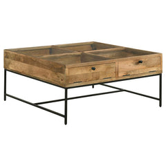 Stephie 4-drawer Square Glass Top Coffee Table Honey Brown - 704698