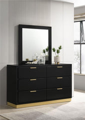 Caraway 6-drawer Dresser with Mirror Black - 224783M
