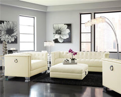 Chaviano Square Upholstered Ottoman Pearl White - 505394