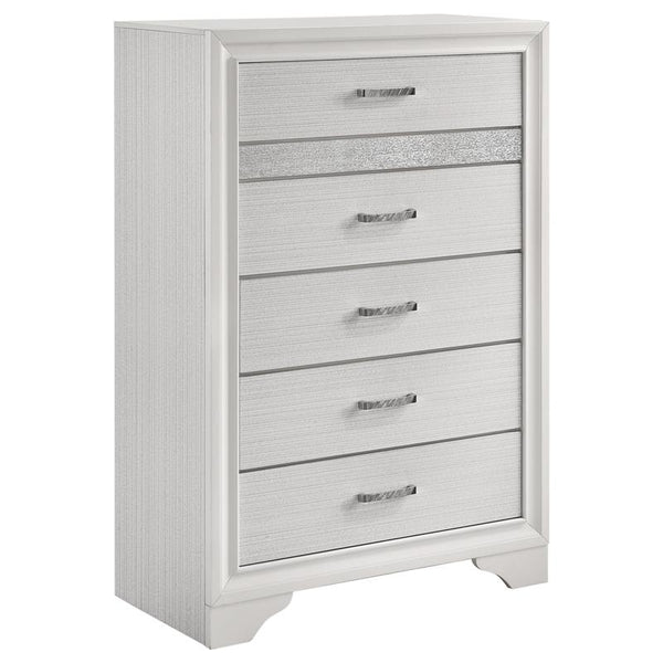 Miranda 5-drawer Chest White and Rhinestone - 205115