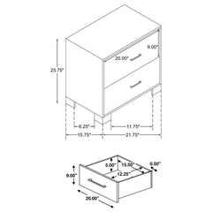 Sidney 2-drawer Nightstand Rustic Pine - 223142