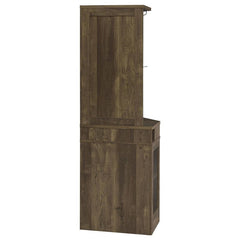 Alviso Corner Bar Cabinet with Stemware Rack Rustic Oak - 182303