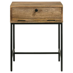 Stephie Rectangular Side End Table with Storage Honey Brown - 704697