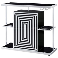 Zinnia 2-tier Bar Unit Glossy Black and White - 130076