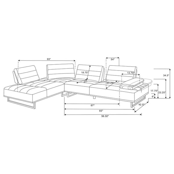 Arden Upholstered Sectional Sofa with Adjustable Back Taupe - 508888
